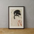 Kitagawa Utamaro, Comparing the Charms of Five Beauties: Hanazuma of the Hyogoya House Woodblock Print, with frame